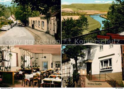 Fuerstenberg Weser Weserberg Terrassen und Hotel Fuerstenberg Gastraum Strassenp