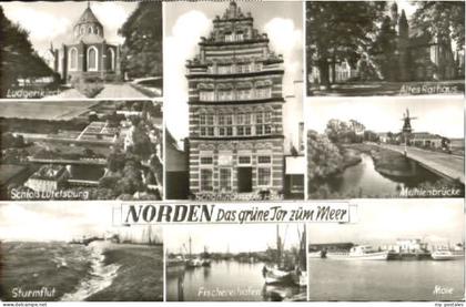 Norden Ostfriesland Norden Schloss Flut Bruecke Mole ungelaufen ca. 1955