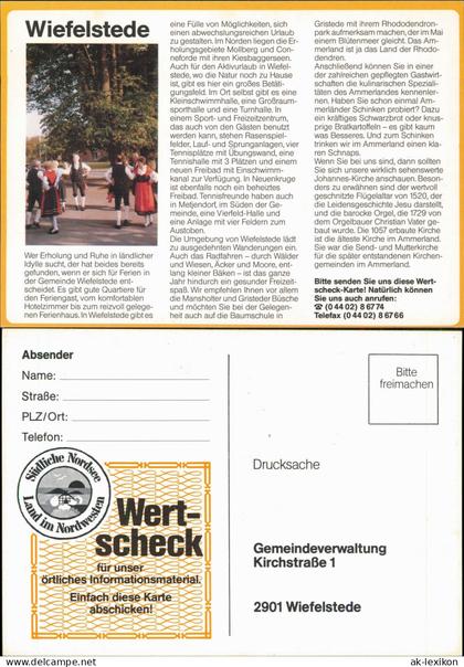 Wiefelstede Bild-PK Ortsansicht, Antwortkarte Drucksache "Wertscheck" 1980