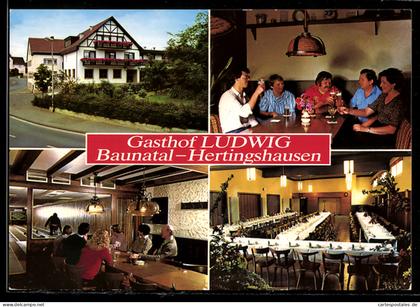 AK Baunatal-Hertingshausen, Gasthof Ludwig, Gasträume, Kegelbahn, Gesellschaftsraum