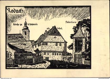 Artiste CPA Bad Rodach Oberfranken, St. Johanniskirche, alte Schule, Pulverturm, Heimatfestspiel