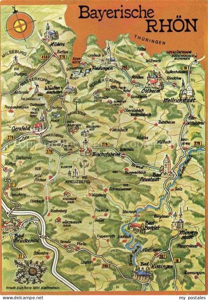Bischofsheim Rhoen Umgebungskarte Landkarte Bayerische Rhoen