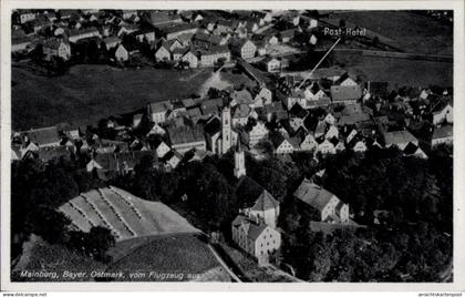 CPA Mainburg im Hallertau Niederbayern, Luftaufnahme vom Ort, Post Hotel