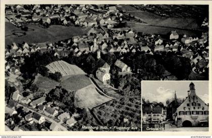 CPA Mainburg im Hallertau Niederbayern, Luftaufnahme von Ortspartie, Christlbräu, gute Küche, Fre