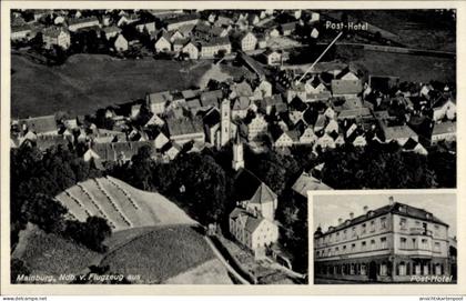 CPA Mainburg in der Hallertau Niederbayern, Fliegeraufnahme, Post-Hotel