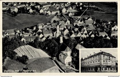 CPA Mainburg in der Hallertau Niederbayern, Fliegeraufnahme, Post Hotel