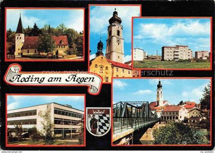 Roding  Regen Bayern Teilansichten Kirche Bruecke Wohnsiedlung