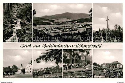 Waldmuenchen Panorama mit Hirschstein Boehmerwald Teufelsbruecke Klammerfelskreu