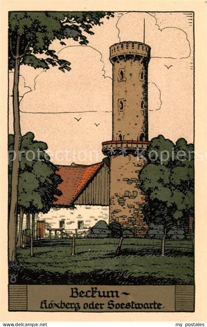 Beckum  Westfalen Hoexberg oder Soestwarte Kuenstlerkarte Steinzeichnung
