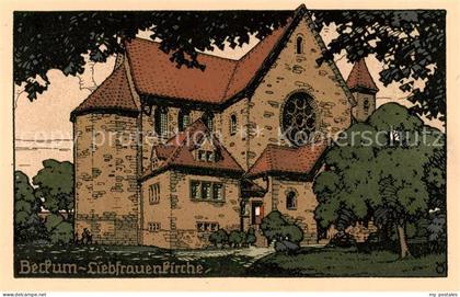 Beckum  Westfalen Liebfrauenkirche Aussenansicht Kuenstlerkarte Steinzeichnung