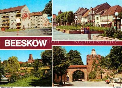Beeskow Ernst Thaelmann Platz An der Kleinen Spree Stadtmauer mit Pulverturm
