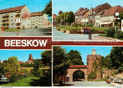 Beeskow Poststrasse Thaelmann Platz Kleine Spree Stadtmauer Pulverturm