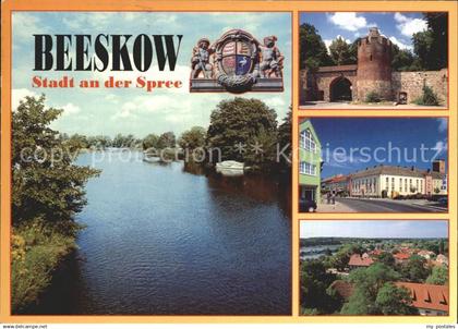 Beeskow Wappen Gebaeude Sparkasse Spree Stadtmauer Breite Strasse