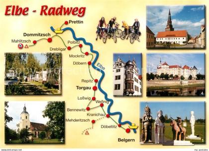 Belgern Elbe Elbe Radweg 12 ueber Torgau Dommitzsch nach Prettin Rolandpark Kirc