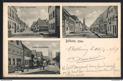 AK Bellheim /Pfalz, Obere Hauptstrasse, Mittlere Hauptstrasse, Untere Hauptstrasse