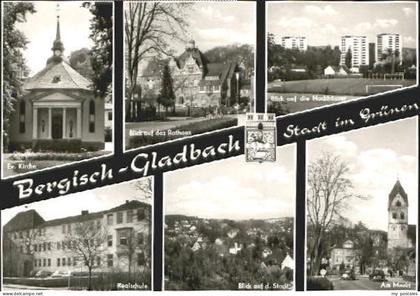 70086291 Bergisch Gladbach Kirche Rathaus Markt Schule o Bergisch Gladbach