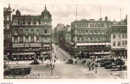 BERLIN  CITY Unter-den-Linden Ecke-Friedrichstrasse Cafe-Linden Strassenszene Au