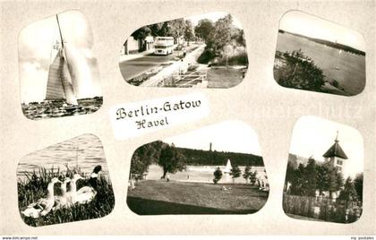 Gatow Berlin Partie an der Havel Segelboot Badestrand Enten Turm