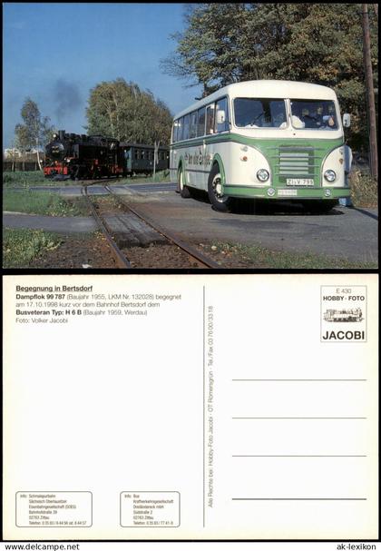 Ansichtskarte Bertsdorf-Bertsdorf-Hörnitz Dampflok 99 787 Bus Typ: H 6 B 1998