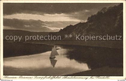 Herstelle Weser Oberweser- Personen- Dampfschifffahrt Abendstimmung