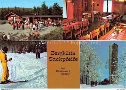 Biedenkopf Lahn Hessen Berghuette Sackpfeife Gaststube Terrasse Wintersport Auss