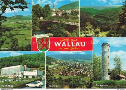 Wallau Lahn Biedenkopf Panorama Lahnbruecke Hainbachtal Hallenbad Fliegeraufnahm