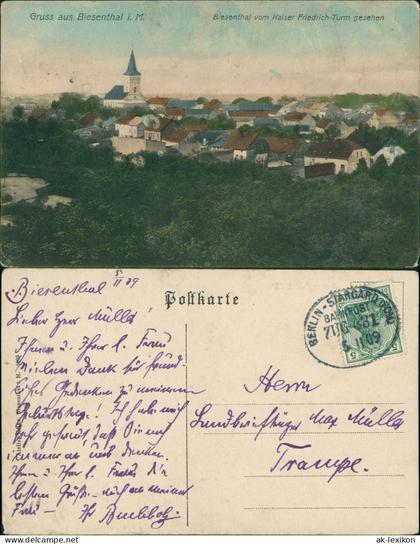 Ansichtskarte Biesenthal Biesenthal vom Kaiserturm gesehen 1909