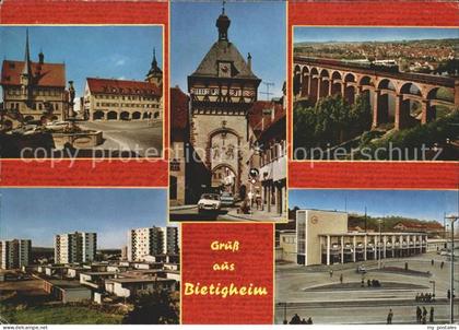 Bietigheim-Bissingen Rathaus Stadttor Viadukt Hochhaeuser Bahnhof