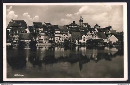 AK Böblingen, Ortsansicht mit Flusspartie