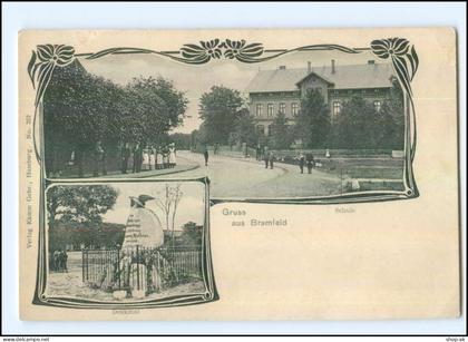 U6152/ Hamburg Gruß aus Bramfeld Schule Denkmal ca.1900 AK