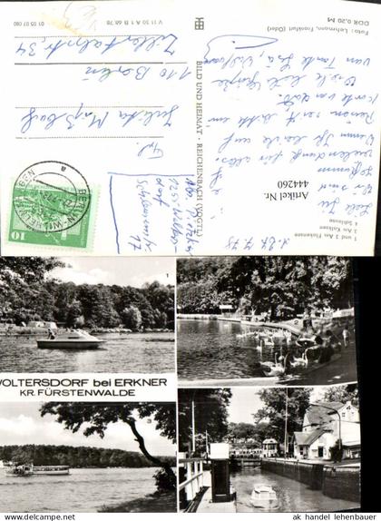 444260,Woltersdorf b. Erkner Falkensee Kalksee Schleuse Mehrbildkarte pub VEB