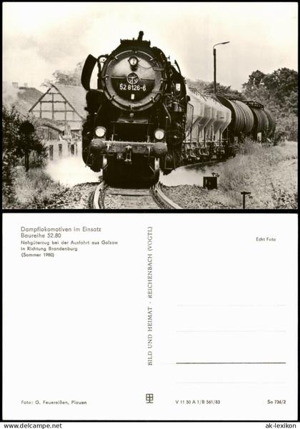 Ansichtskarte Golzow Dampflokomotiven im Einsatz Baureihe 52.80 1983