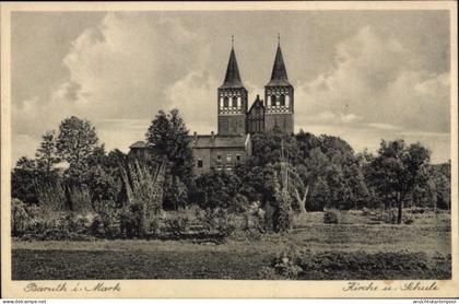 CPA Baruth in der Mark, Kirche und Schule in zwei Türme, grüne Landschaft