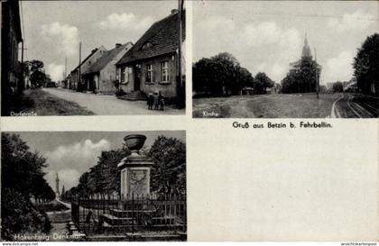 CPA Betzin Fehrbellin in Brandenburg, Dorfstraße, Hakenberg-Denkmal