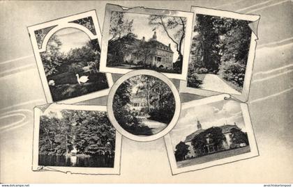 CPA Biegen Briesen in Brandenburg, Das Schloss, Parkansichten, Teich, Wegpartie