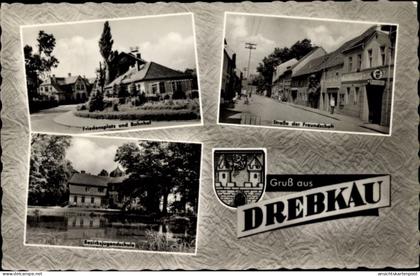 CPA Drebkau in der Niederlausitz, Straße der Freundschaft, Bezirksjugendschule, Blason