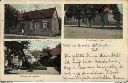 CPA Krampfer Plattenburg in der Prignitz, Wohnhaus F. Röhl, Materialwarengesch. von Wwe. E. Uen...