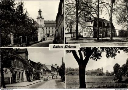 CPA Lieberose in Brandenburg, Straßenpartie, Kirche, Fachwerkhaus, Blick auf den Ort