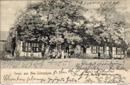 CPA Neu Schrepkow Gumtow Prignitz, Gasthof zum goldenen Pfeil