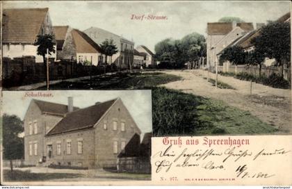 CPA Spreenhagen in Brandenburg, Dorfstraße, Schule