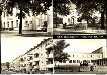 CPA Stahnsdorf in Brandenburg, Postamt, Rathaus, Neubausiedlung, Tagesoberschule Heinrich Zille