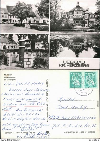 Uebigau Wahrenbrück Marktplatz, Marktbrunnen, Im Schloßpark g1983