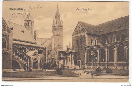 Braunschweig, Am Burgplatz old postcard travelled 1911 Braunschweig Pmk b170815