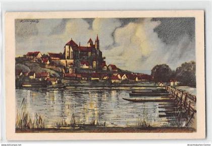 39110239 - Breisach, Kuenstlerkarte.  Alt Breisach Schiffsbruecke ungelaufen  Gute Erhaltung.