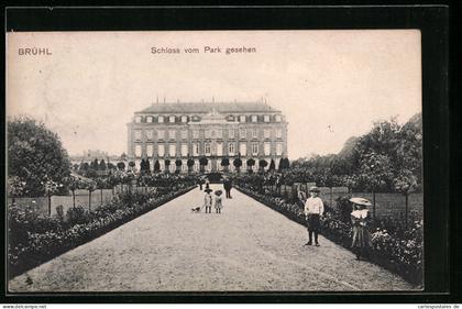 AK Brühl, Schloss vom Park gesehen