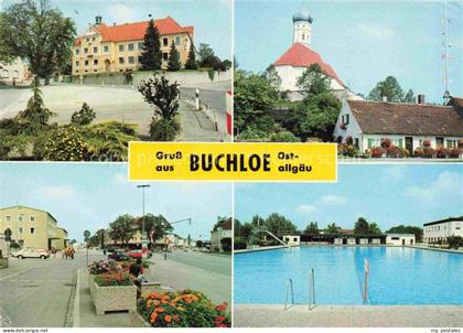 Buchloe Rathaus Kirche Ortspartie Schwimmbad