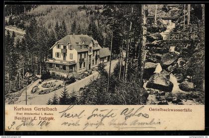 AK Bühlertal, Hotel Kurhaus Gertelbach, Gertelbachwasserfälle
