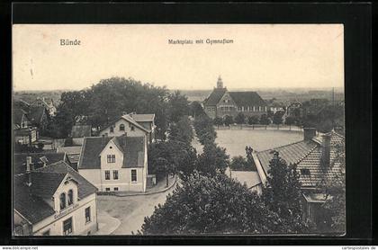 AK Bünde i. W., Marktplatz mit Gymnasium
