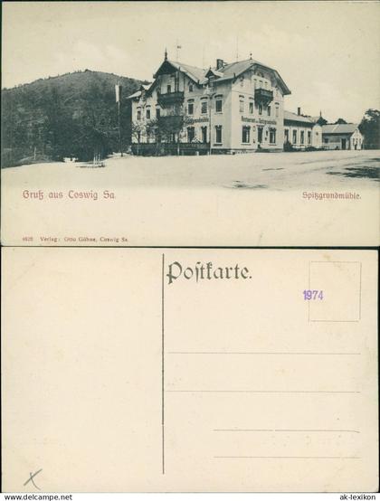Ansichtskarte Coswig (Sachsen) Spitzgrundmühle. 1911
