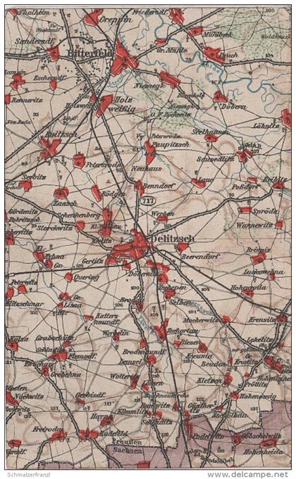 Wona Karte Blatt 717 Delitzsch Bitterfeld Radefeld Mühlbeck Krensitz Zwochau Wannewitz Döbern Paupitzsch Zaasch Benndorf
